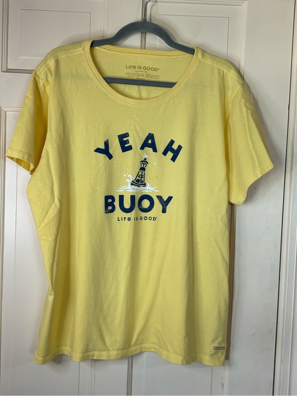 Life is Good Crusher Tee Shirt Womens Size XXL Yellow Yeah BUOY Funny Beach